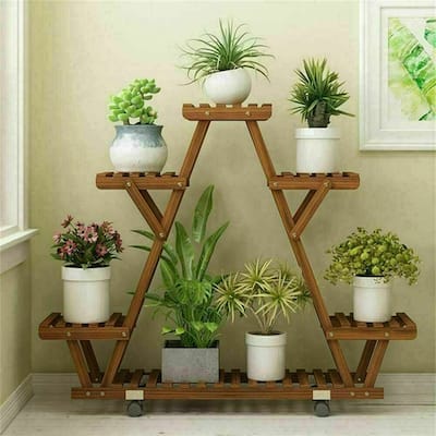 Rectangular Multi Tiered Plant Stand Rolling Flower Pot Rack - 35.8x9.9x31.9in