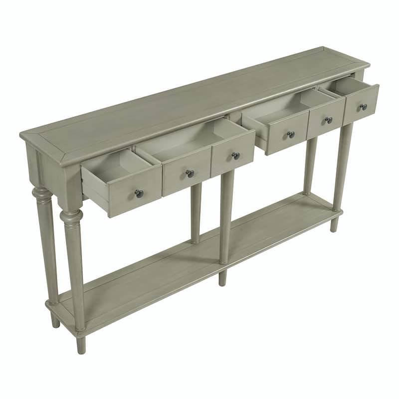 Entryway Table with 4 Drawers and Open Shelf