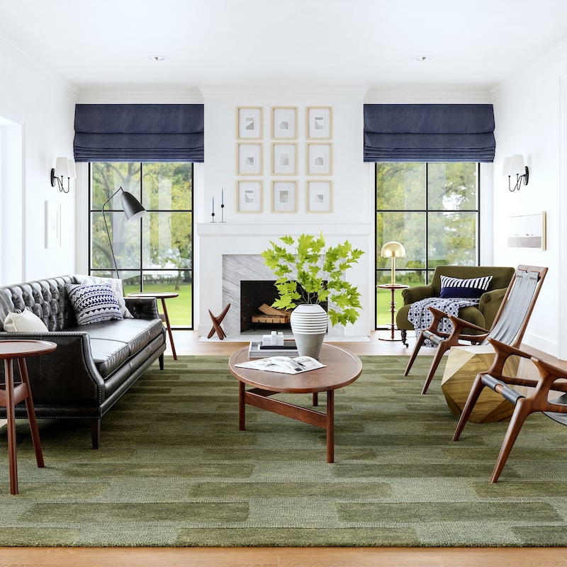 Remy Crosshatch Wool Area Rug - 3' x 5' - Olive