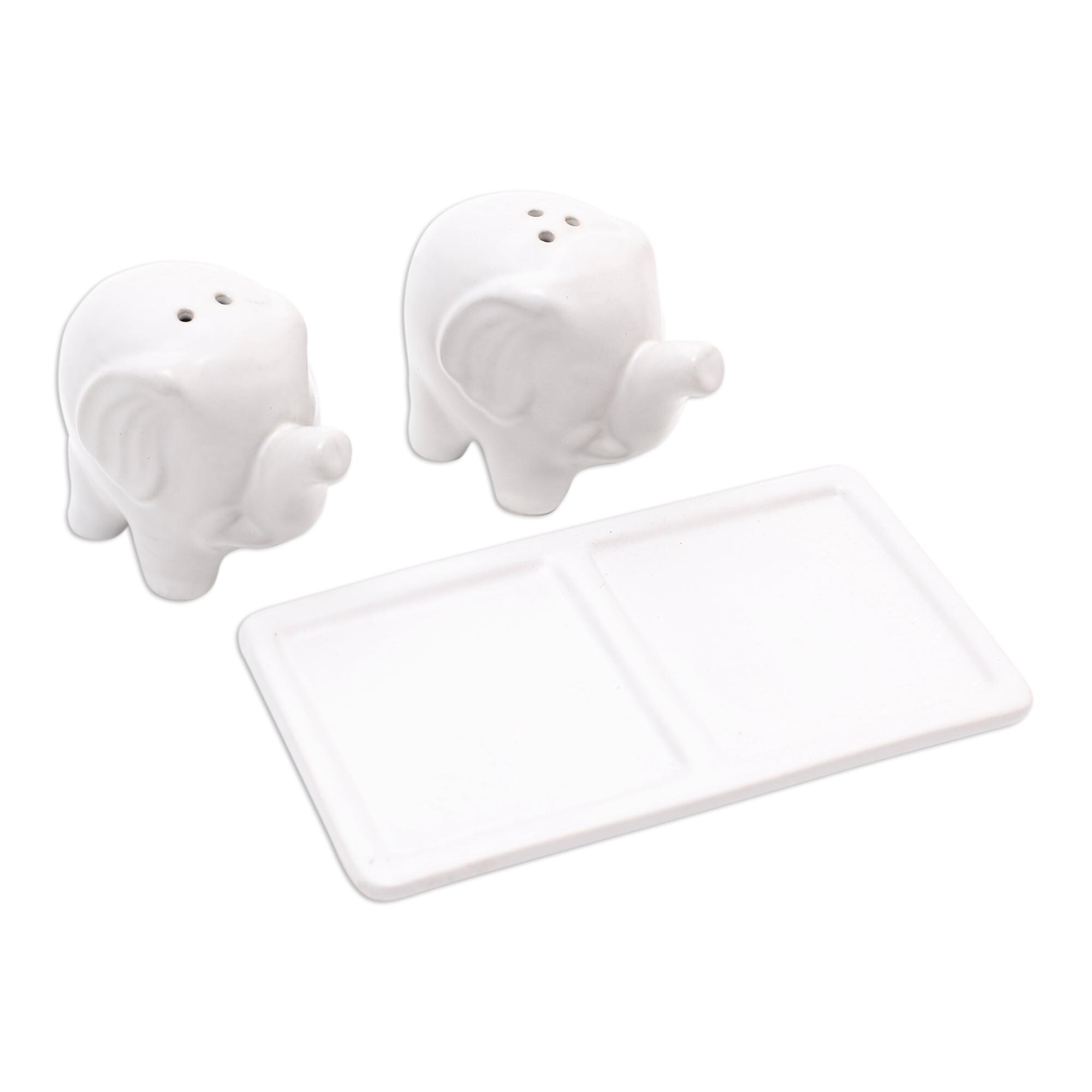 Novica Handmade Eager Elephants In White Ceramic Salt And Pepper Set - On  Sale - Bed Bath & Beyond - 36510536