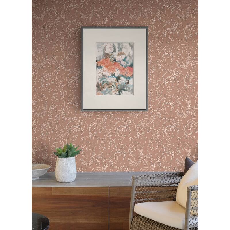 NuWallpaper Lovely Terracotta Ladies Who Lunch Novelty Peel & Stick Wallpaper