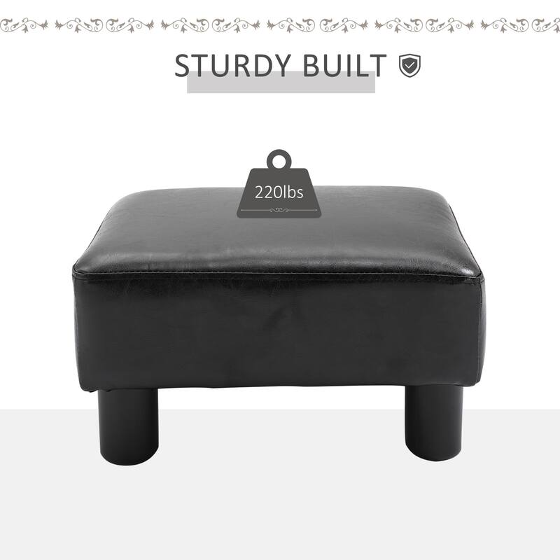 Ottoman Foot Rest, Small Foot Stool with Faux Leather Upholstery, Rectangular Ottoman Footrest