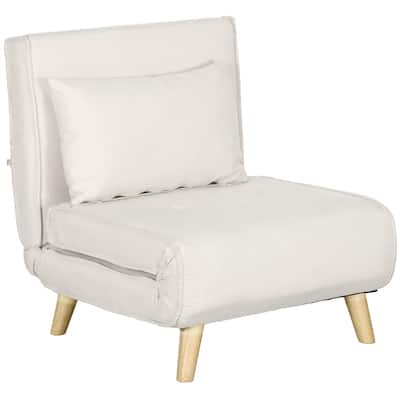 Beige Modern 28.3" Upholstered Chaise Lounges Chair with Adjustable Backrest and Metal Frame