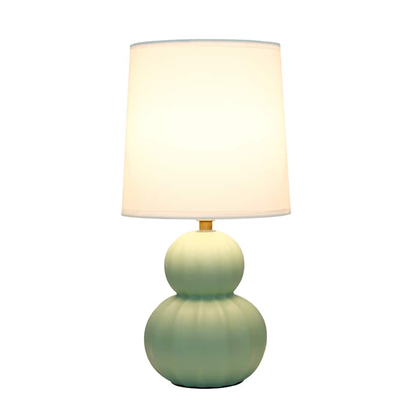 Double Gourd Ceramic Table Lamp with Fabric Shade - 6 x 6 x 13 in. (L x W x H)