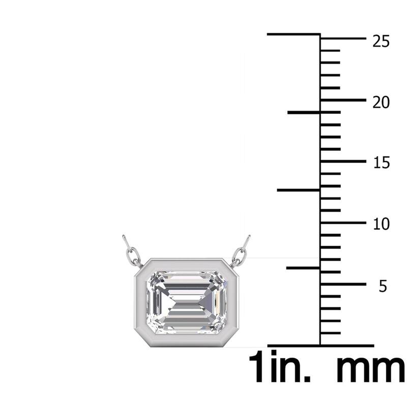 Marquee Lab Grown 1 Carat Emerald Cut Bezel Set Diamond Solitaire Pendant in 14K White Gold