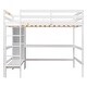 preview thumbnail 9 of 13, White Full Loft Bed with Shelves and Under-bed Desk
