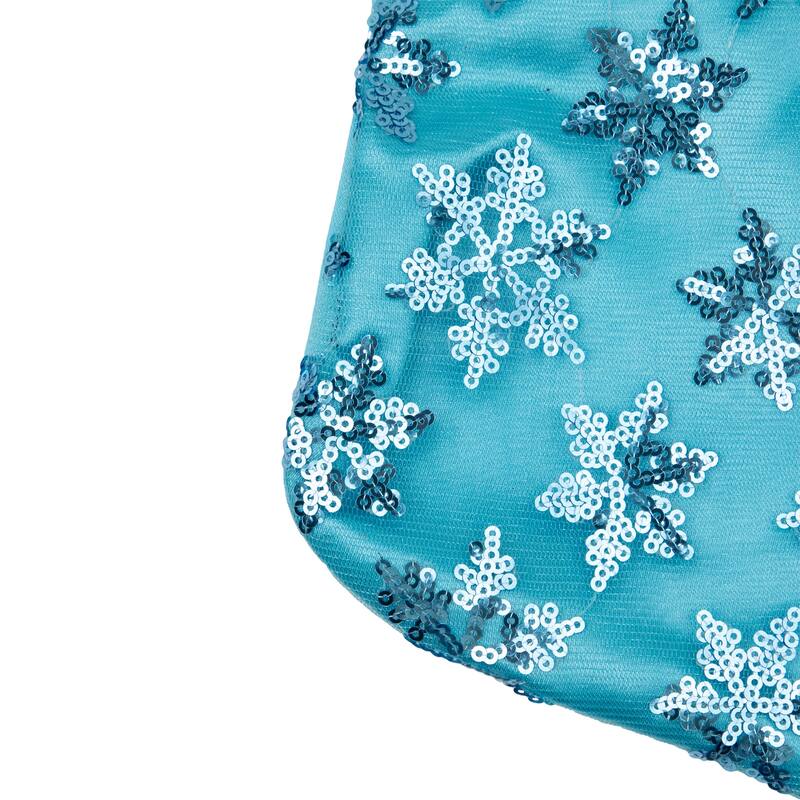 20.5 Palace Sequin Snowflake Christmas Stocking White Faux Fur Cuff