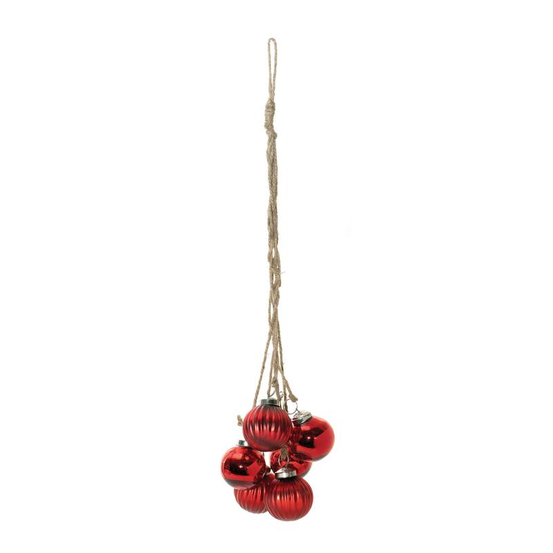 Matte and Shiny Finish Cluster Drop Glass Christmas Ball Ornaments - 21" - Red - 2ct