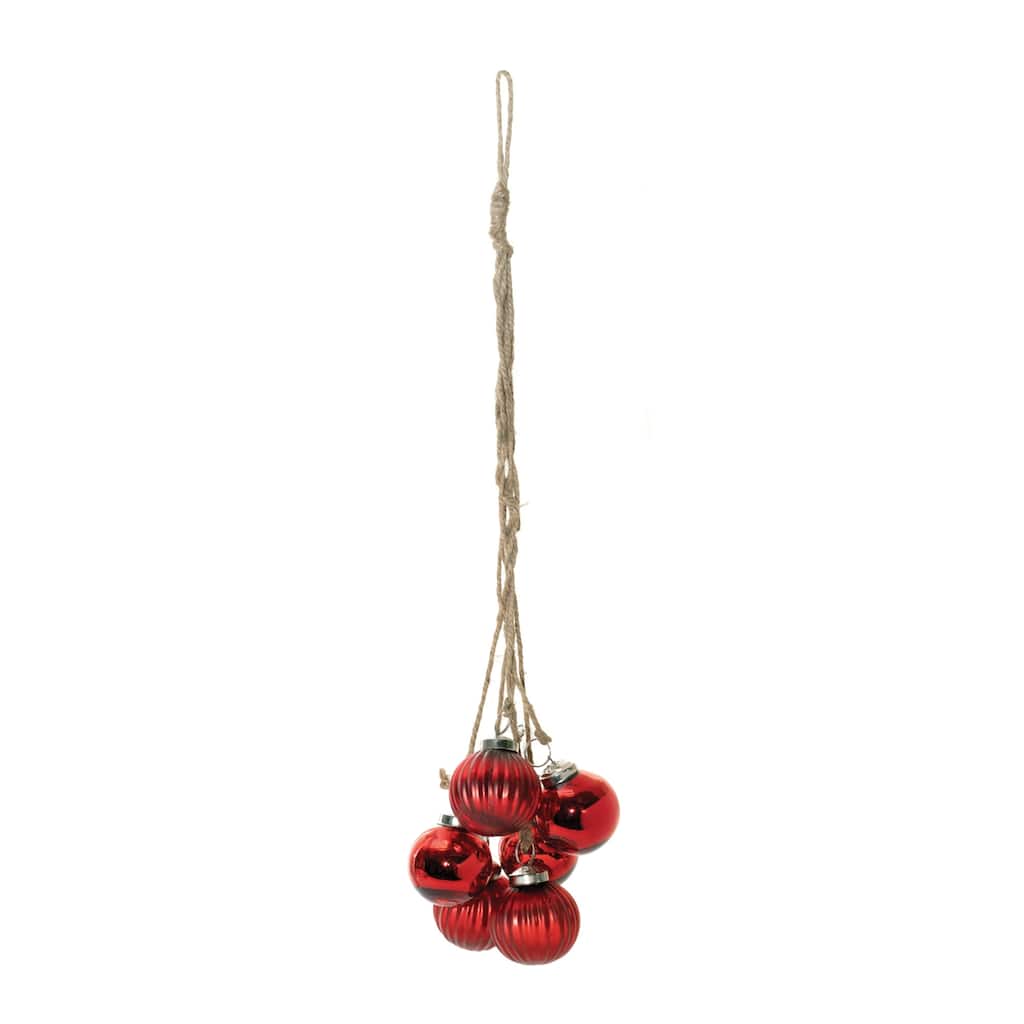 Matte and Shiny Finish Cluster Drop Glass Christmas Ball Ornaments - 21" - Red - 2ct