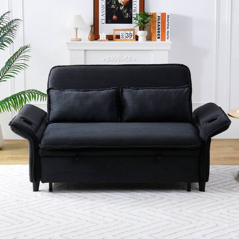 65.74-Inch Letter Striped Fabric Multi-Functional Sofa Bed,Suitable For Bedrooms And Living Rooms