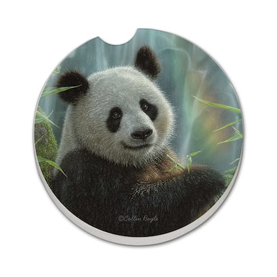 Panda Paradise 2 Pack Absorbent Stone Coaster for Vehicle Cup Holder 2.6” Diameter Manufactured in The USA