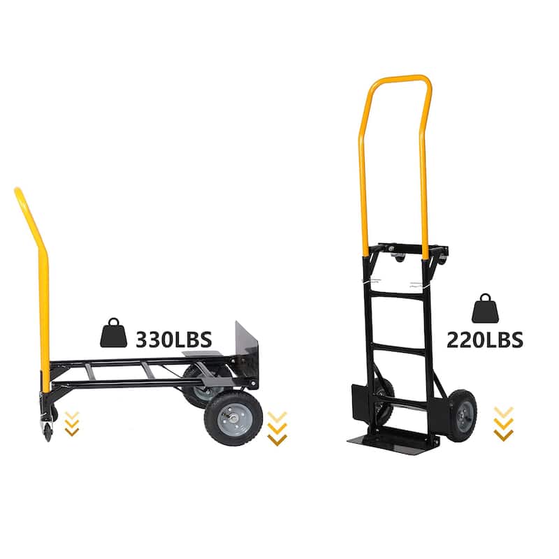 Hand Truck Dual Purpose 2 Wheel Dolly Cart and 4 Wheel Push Cart with Swivel Wheels