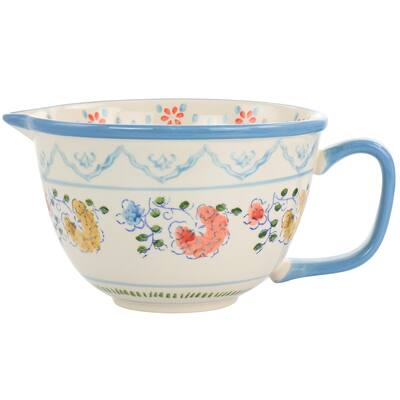 Gibson Elite Hand Painted 2 Quart Floral Stoneware Batter Bowl - 2 Quart