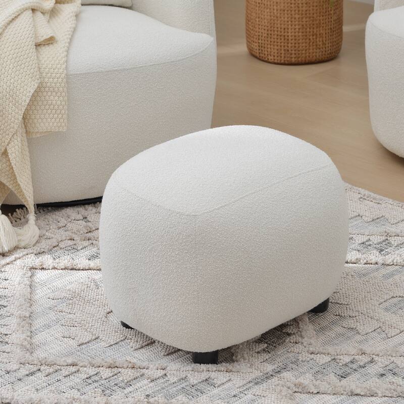 KINWELL 2-Piece Sherpa Living Room Set 1 Accent Chair 1 Boucle Ottoman