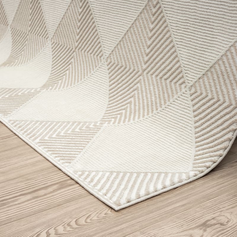 Abani Neutral NTL110A Cream Beige Diamond Checker Tile Geometric Area Rug