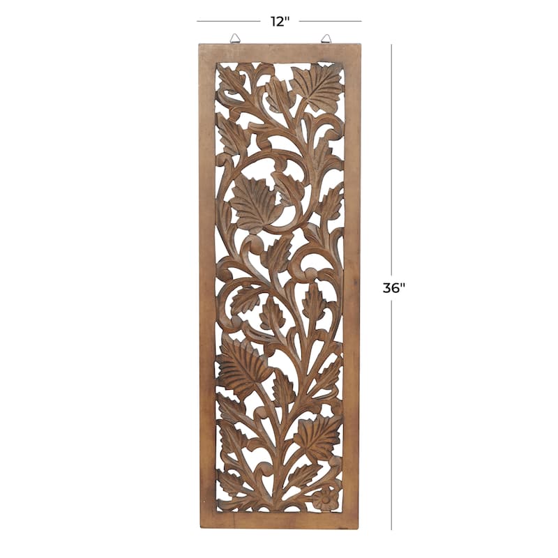 Wooden Scroll Intricately Carved Arabesque or Floral Carved Acanthus Home Wall Decor - Gold or Brown Roche River Décor