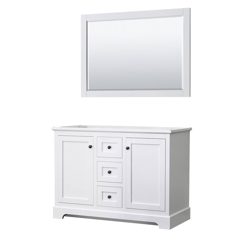 Wyndham Collection Avery 48" Double Free Standing Vanity Cabinet - - White / Matte Black Hardware