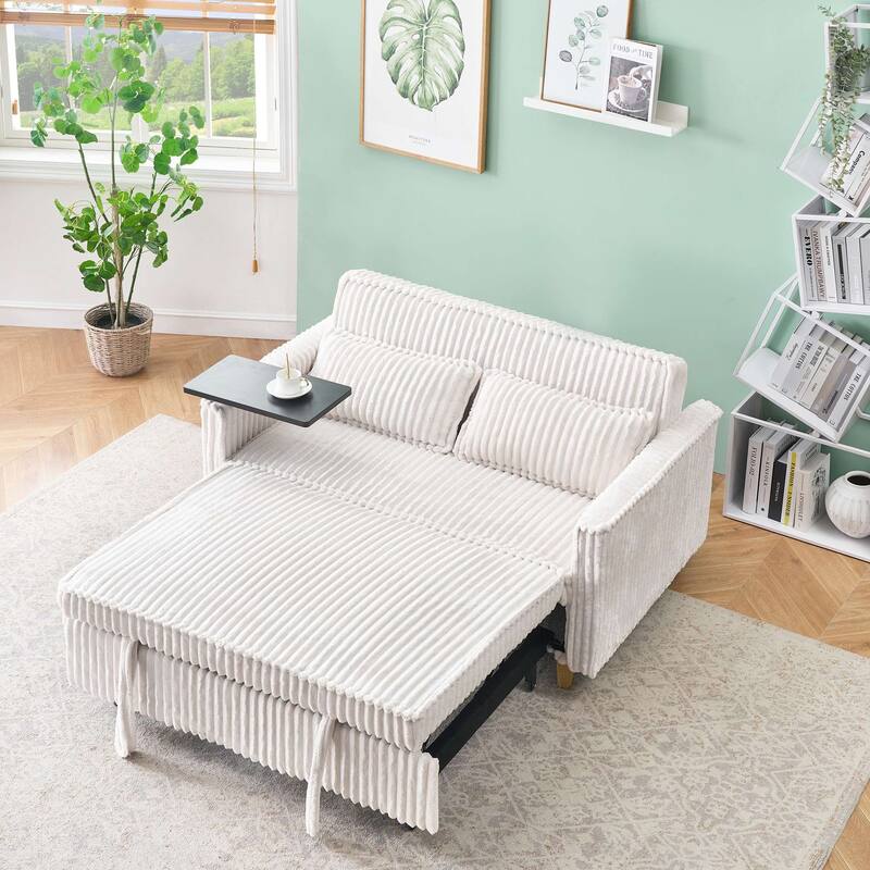 Pull Out Corduroy Sofa with USB Port