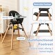 preview thumbnail 4 of 5, Baby High Chair, 6 in 1 Convertible Wooden High Chair, Double Removable Tray, Safety Harness & Waterproof PU Cushion (Black)
