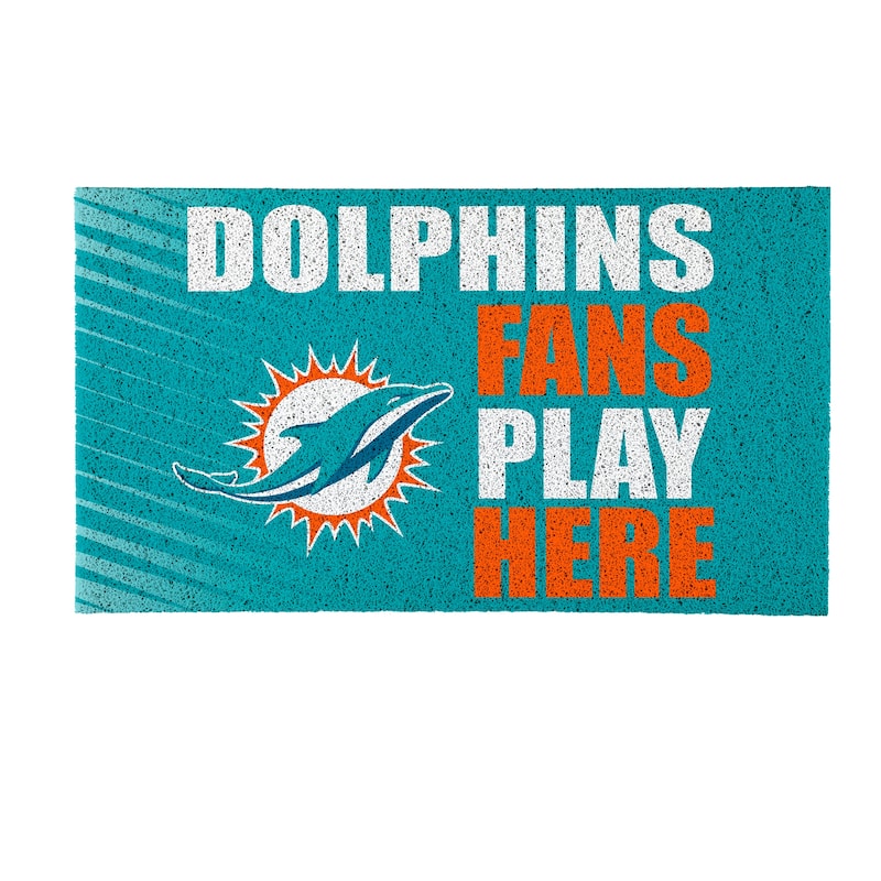 28 in. x 16 in. Miami Dolphins "Fans Play Here" PVC Door Mat