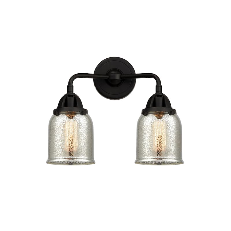 Innovations Lighting Nouveau 2 Bell - 2 Light 13" Bath Vanity Light - Silver Plated Mercury/Matte Black
