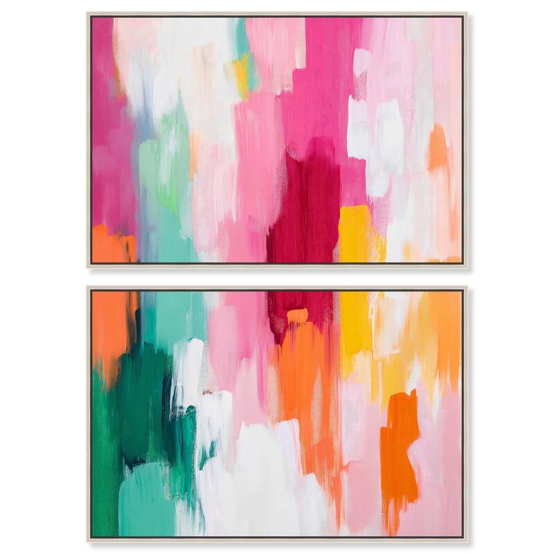 Playful Palette III Canvas Set of 2 by Art Remedy - 15" x 10" - Silver