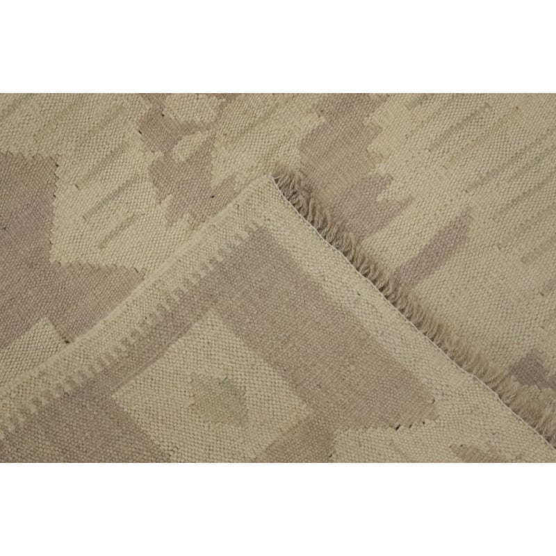 Hand Woven Oriental 100% Wool Carpet Southwestern Tribal Beige & Ivories Kilim Runner Rug - 11' 4'' X 2' 7''