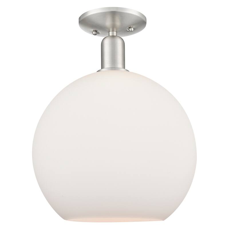 Innovations Lighting 716-1C-16-12 Athens Semi-Flush Athens 12" Wide - Brushed Satin Nickel / Matte White