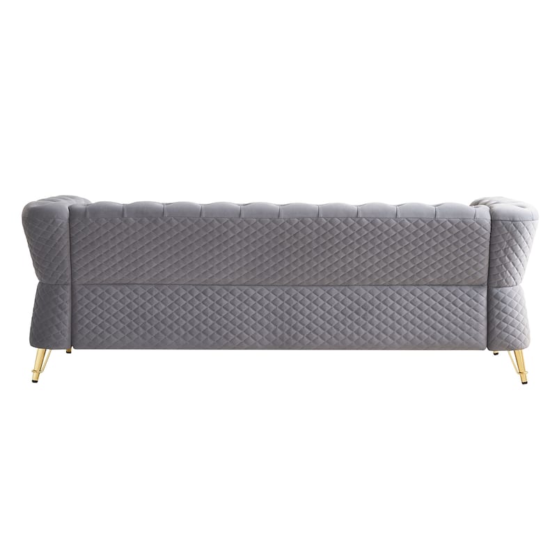 Modern Tufted Velvet Sofa 87.4 inch for Living Room