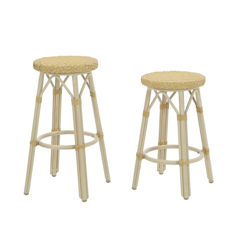 Elena Bohemian Round Wicker Patio Stools (Set of 2) by Furniture of America