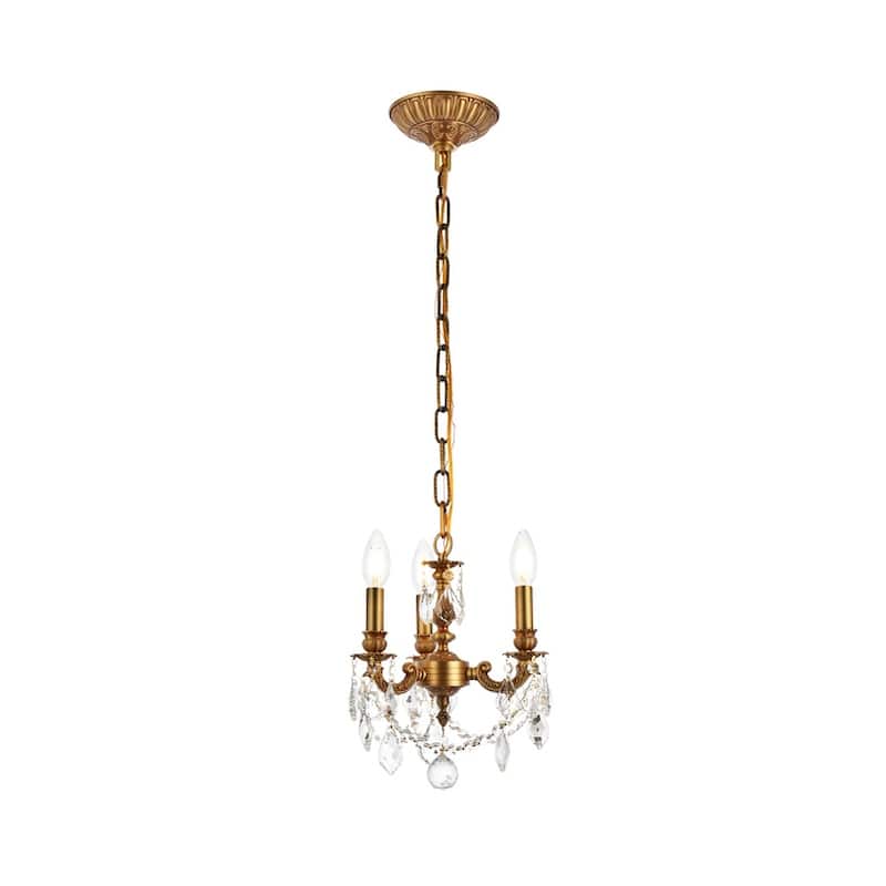 Somette Crystal 3-light French Gold Chandelier - Crystal Chandelier 3-light
