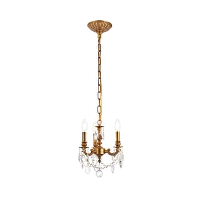 Somette Crystal 3-light French Gold Chandelier