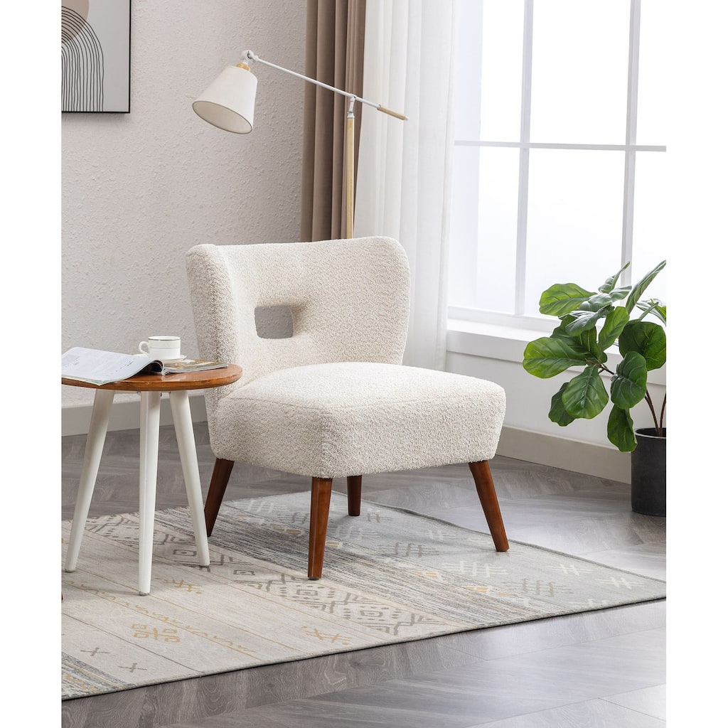 Porthos Home Hayle Sherpa Fabric Slipper Accent Chair with Rubberwood Legs