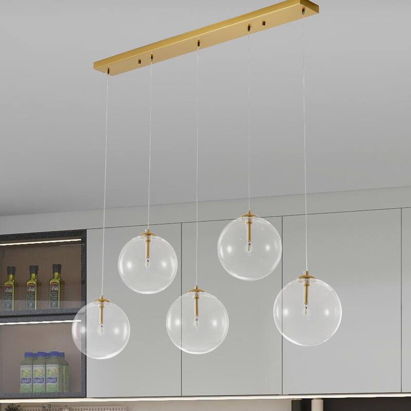 5 - Light Dimmable Kitchen Island Modern Linear Chandelier