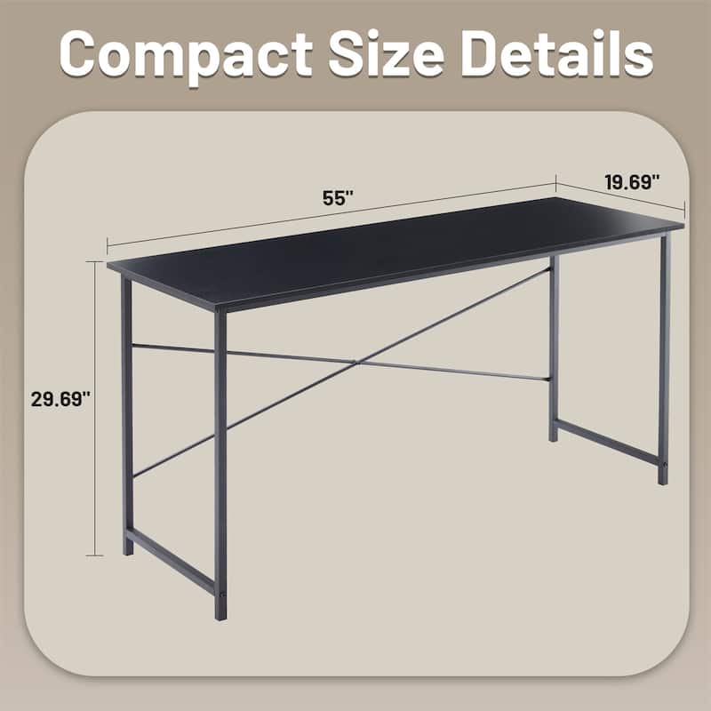 Computer Desk, 40-63 Inch Home Office Desk, Gaming Writing Work from Home Study Desk, Large Legroom, Sturdy Metal Frame