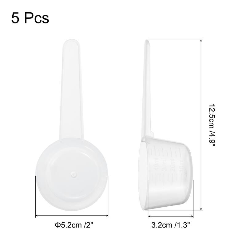 5 Pcs Measuring Spoon with Short Handle, Teaspoon with Graduations - Transparent - 50ML
