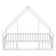 preview thumbnail 23 of 25, Twin Size Wood House-Shaped Floor Bed with Fence and Guardrails, Grey