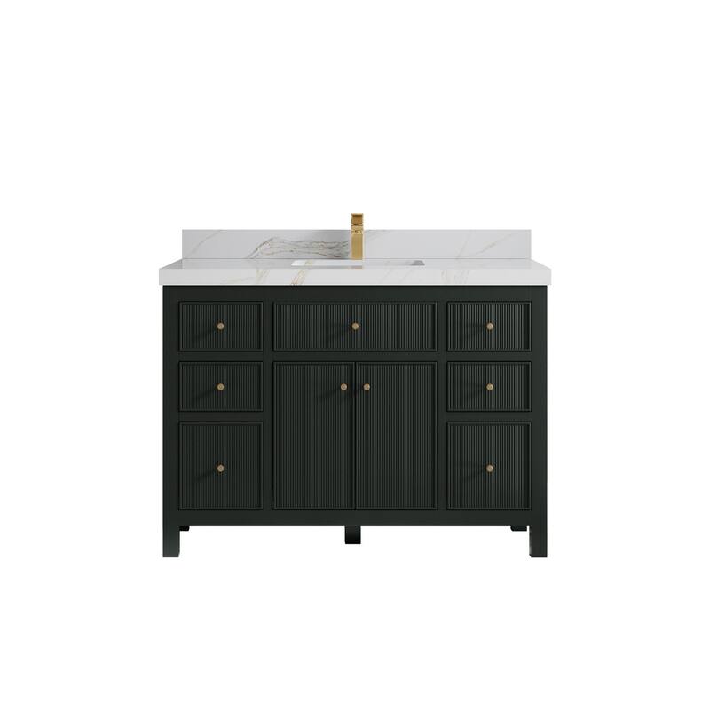 Willow Collections 48 in W x 22 in D Sonoma Free Standing Reeded Single Sink Bathroom Vanity with Countertop