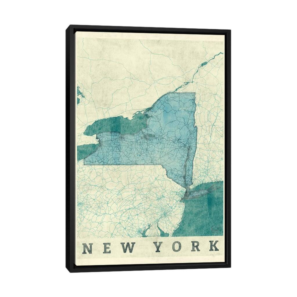iCanvas "New York Map" by Hubert Roguski Framed