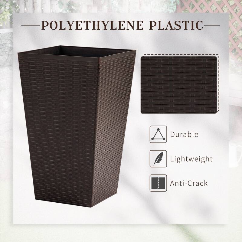 Set of 3 Tall Planters with Drainage Hole, Outdoor Flower Pots, Indoor Planters for Porch, Front Door, Entryway