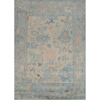Oushak Indian Area Rug Handmade Beige Wool Carpet - 8'0" x 10'5"