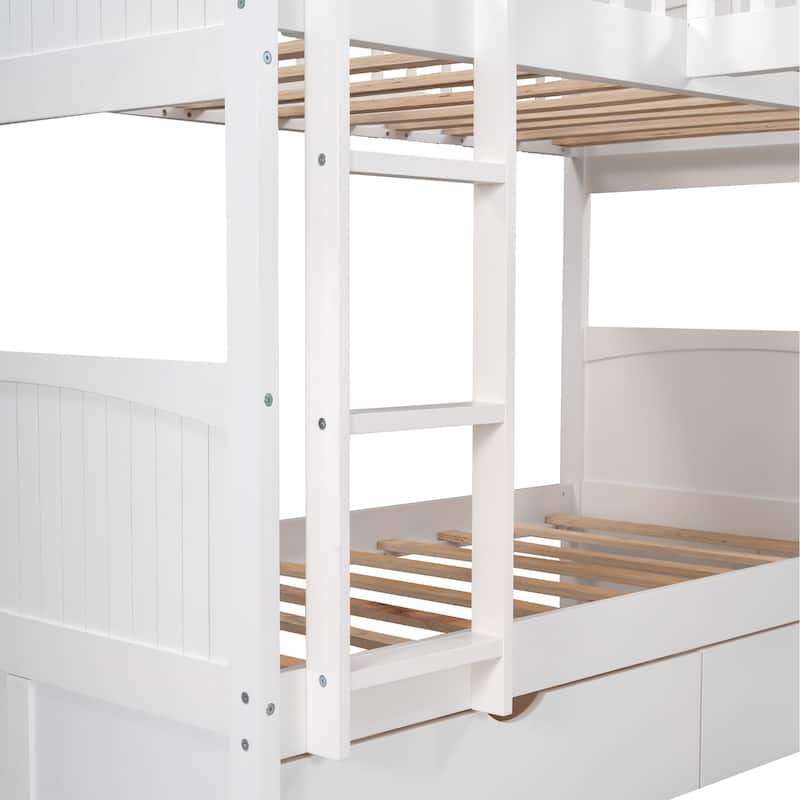 Bunk Bed with a Loft Bed Attached, with 2 Drawers