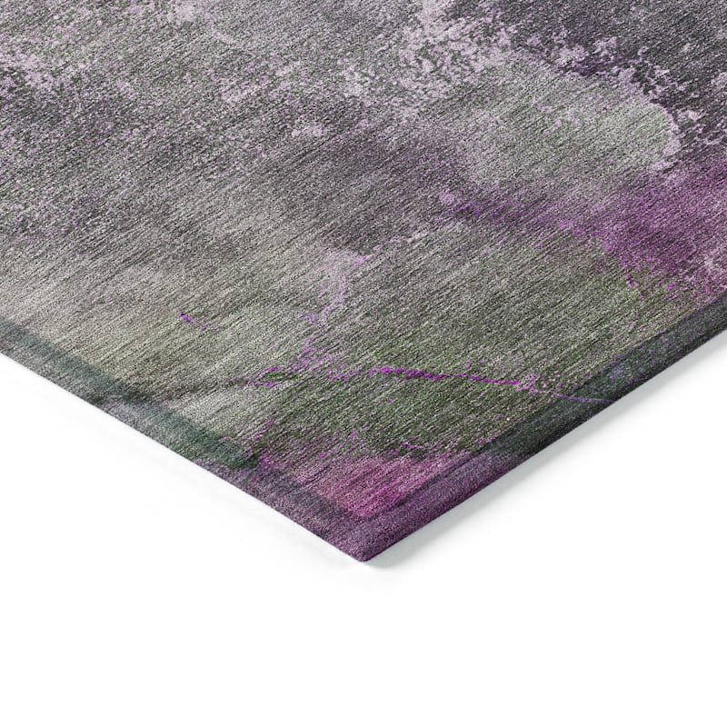 Machine Washable Indoor/ Outdoor Abstract Watercolor Chantille Rug