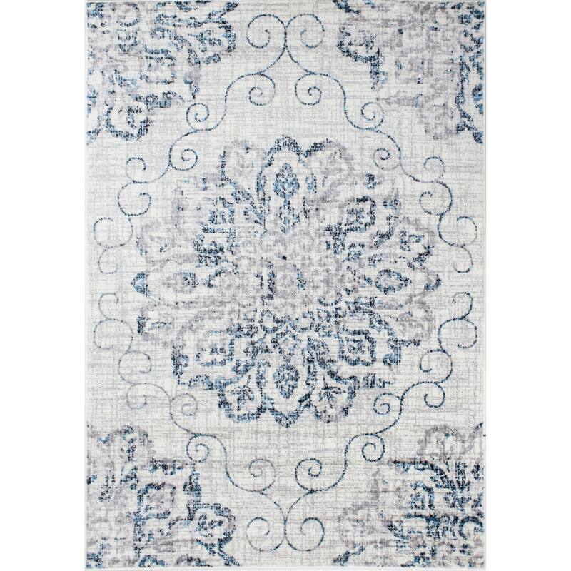 Madrid Collection - Distressed Flower Medallion Rug