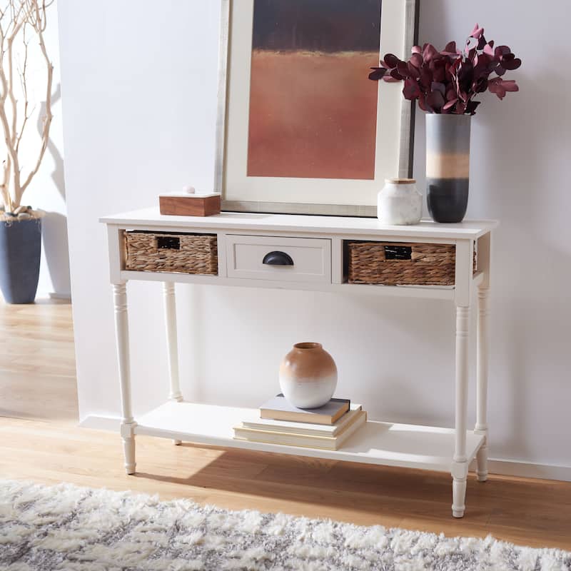 SAFAVIEH Evalena Distressed Black Console Storage Table - 44.5" x 13.4" x 31.5" - 45"W x 13"D x 32"H