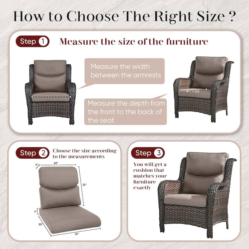 Pocassy 22x25x4 Inch Cushion for Outdoor Swivel Chairs Sofa Set