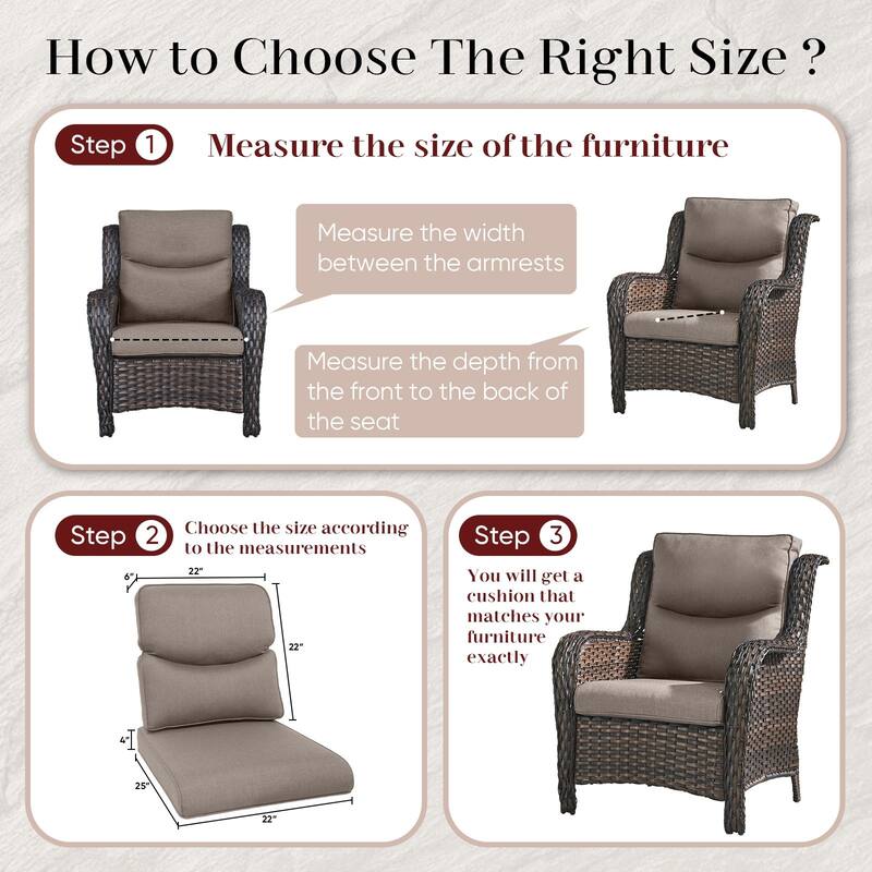 Pocassy 22x25x4 Inch Outdoor Cushion for Swivel Chairs Sofa Set