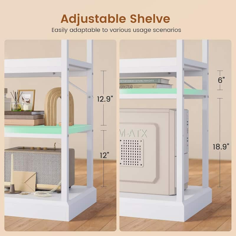 L Shaped Desk Drawers Storage Shelves Executive Home Office Desk