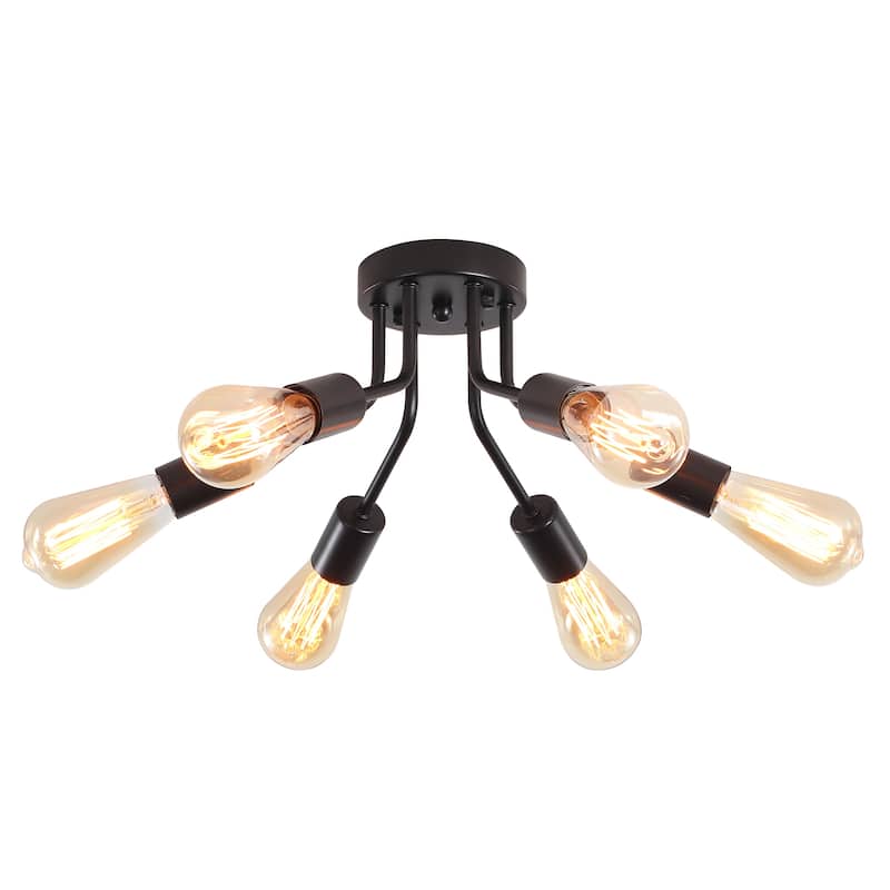 6-Light Modern Sputnik Light Fixture Semi Flush Mount Ceiling Lighting - 14.76' W