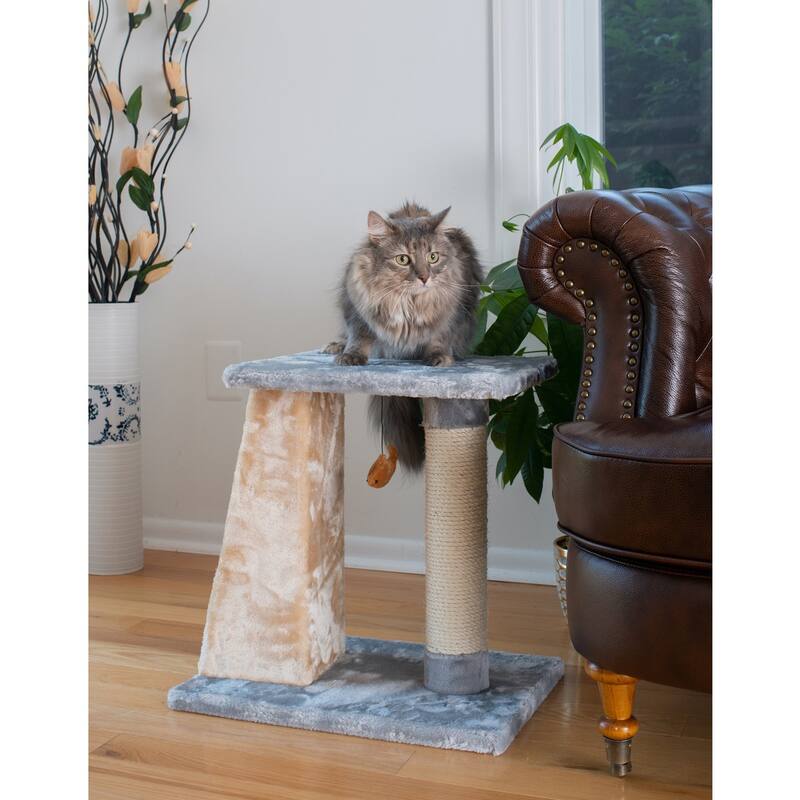 Two-Level Platform Real Wood Scratcher W Sisal Carpet Board - 20"(L)X14"(W)X20"(H)